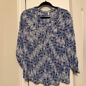 Collection B Abstract Blue and White Blouse